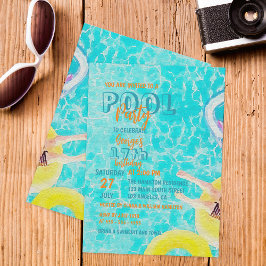 Waterverf Zomer Zwembad Party Verjaardagsviering Kaart