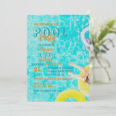 Waterverf Zomer Zwembad Party Verjaardagsviering Kaart (Staand voorkant)