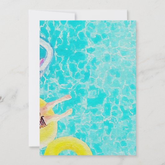 Waterverf Zomer Zwembad Party Verjaardagsviering Kaart (Achterkant)