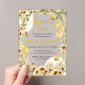 Waterverf Zomerbijen en bloemen 21e verjaardag Acryl Uitnodigingen (Insitu (Draagbaar))