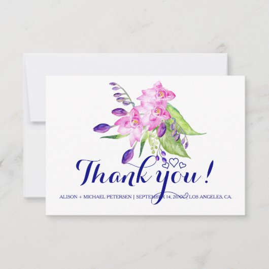 Waterverf zomerbloedige bruiloft bedankkaart (Voorkant)