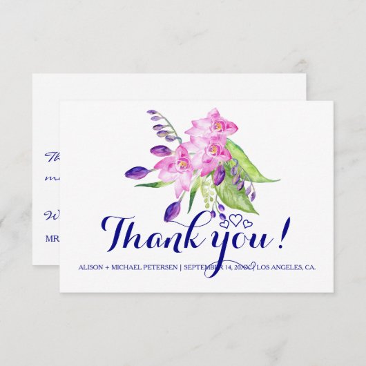 Waterverf zomerbloedige bruiloft bedankkaart (Voorkant / Achterkant)