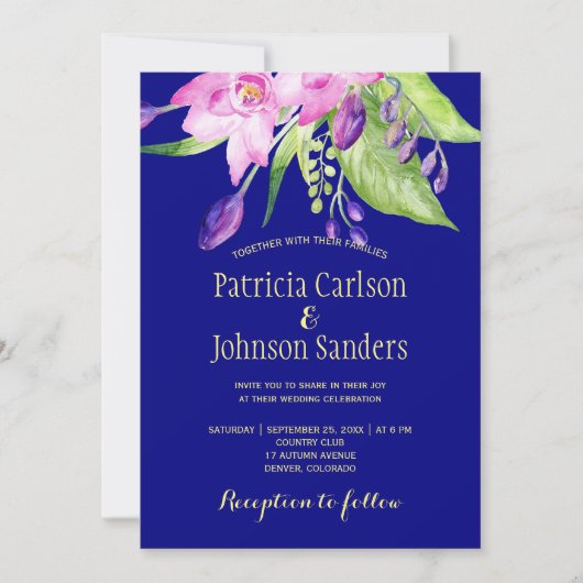 Waterverf zomerbloedige bruiloft kaart (Voorkant)