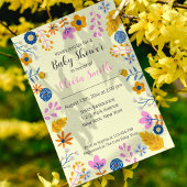 Waterverf Zomerbloemen Baby shower Kaart