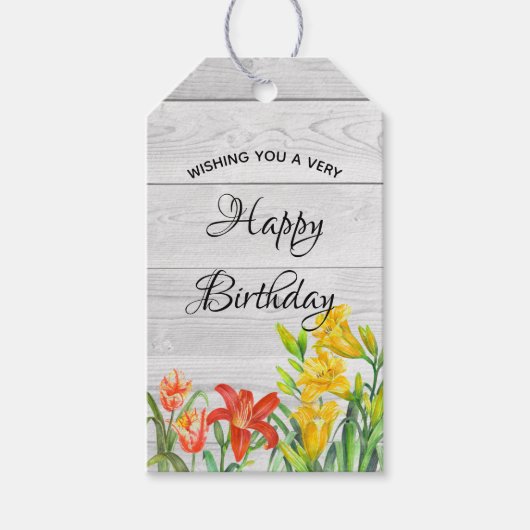 Waterverf Zomerbloemen Cadeaulabel (Voorkant)