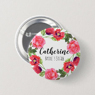Waterverf zomerbloemen cirkelvormig ontwerp ronde button 5,7 cm