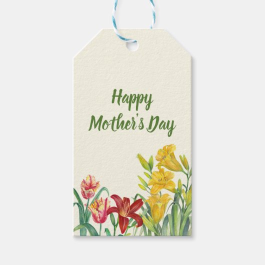Waterverf Zomerbloemen Moederdag Cadeaulabel (Voorkant)