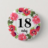 Waterverf zomerbloemen Rond baard Ronde Button 5,7 Cm (Voorkant)