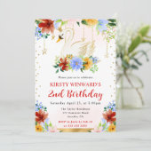 Waterverf Zomerbloemen Zwaan Verjaardag Kaart (Staand voorkant)