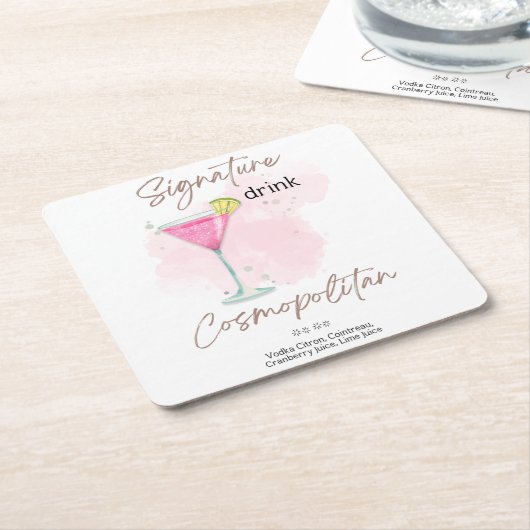 Waterverf zomercocktail kartonnen onderzetters (Schuin)