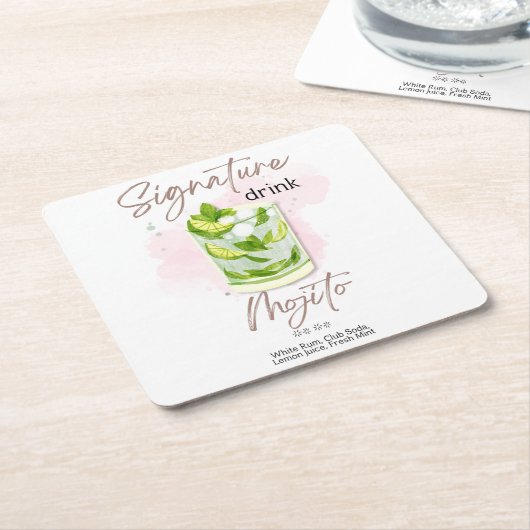 Waterverf zomercocktail kartonnen onderzetters (Schuin)