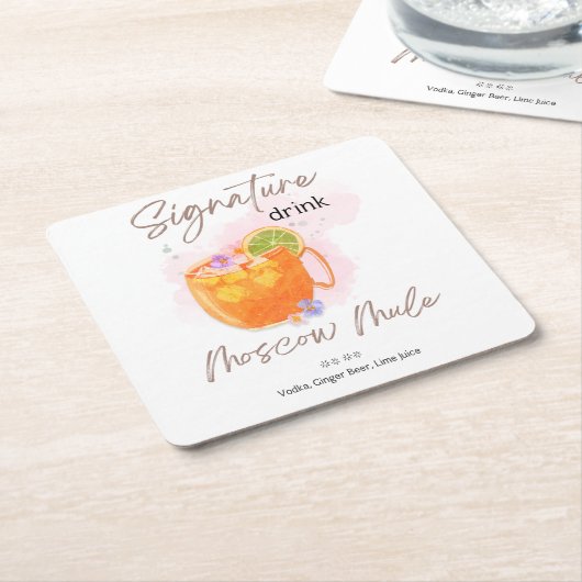 Waterverf zomercocktail kartonnen onderzetters (Schuin)