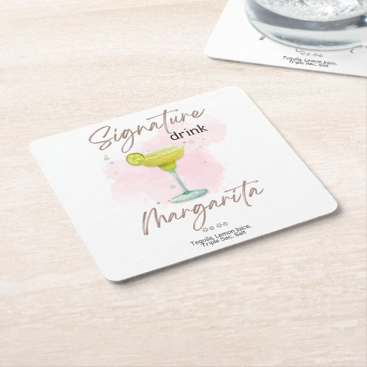 Waterverf zomercocktail kartonnen onderzetters (Schuin)