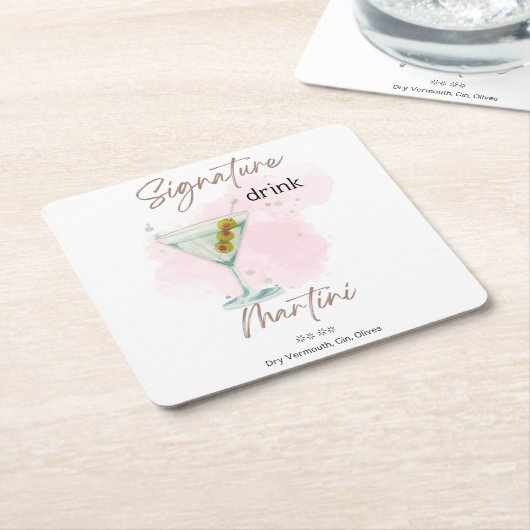 Waterverf zomercocktail kartonnen onderzetters (Schuin)