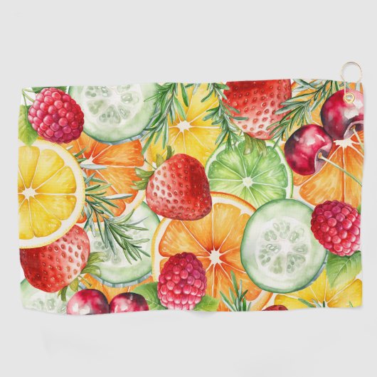 Waterverf Zomerfruit Golfhanddoek (Horizontaal)