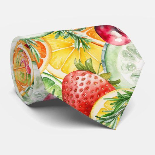 Waterverf Zomerfruit Stropdas (Opgerold)