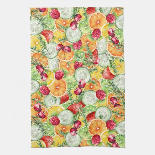 Waterverf Zomerfruit Theedoek (Verticaal)