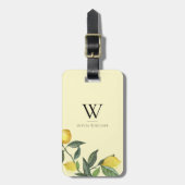 Waterverf zomerlemonmonogram bagagelabel (Voorkant verticaal)
