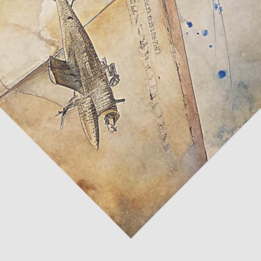 Waterverf zomerreis blauw retro vliegtuig tissuepapier (Detail)