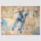 Waterverf zomerreis blauw retro vliegtuig tissuepapier (Voorkant)