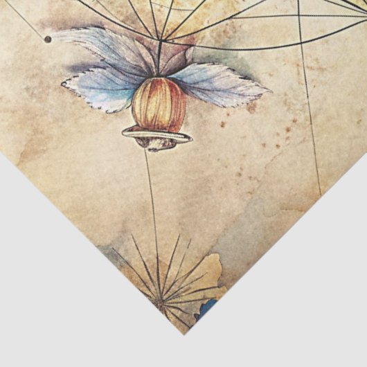 Waterverf zomerreis retro bloemenkompas tissuepapier (Detail)