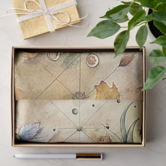 Waterverf zomerreis retro bloemenkompas tissuepapier (Geschenk)