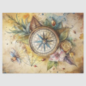 Waterverf zomerreis retro bloemenkompas tissuepapier (Voorkant)
