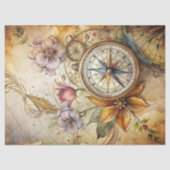 Waterverf zomerreis retro bloemenkompas tissuepapier (Voorkant)