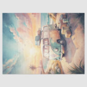 Waterverf zomerreizen tropische retro bus tissuepapier (Voorkant)