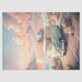 Waterverf zomerreizen tropische retro bus tissuepapier (Voorkant)