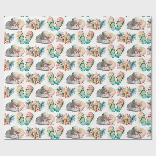 Waterverf zomerspullen cadeaupapier (Vlak)