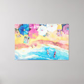 Waterverf zomerstrand canvas afdruk (Voorkant)