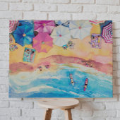 Waterverf zomerstrand canvas afdruk