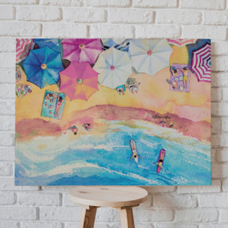 Waterverf zomerstrand canvas afdruk