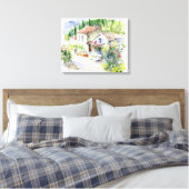 Waterverf zomertuin canvas afdruk (Insitu (Slaapkamer))