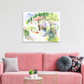 Waterverf zomertuin canvas afdruk (Insitu (Woonkamer))