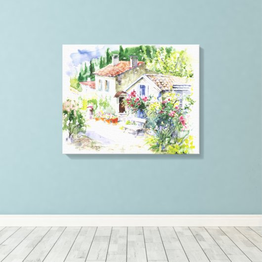Waterverf zomertuin canvas afdruk (Insitu (Houten vloer))