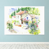 Waterverf zomertuin canvas afdruk (Insitu (Houten vloer))