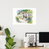 Waterverf zomertuin poster (Thuiskantoor)