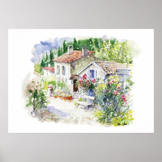 Waterverf zomertuin poster (Voorkant)