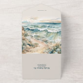 Waterverf zomervakantie all in one uitnodiging (Buitenkant)