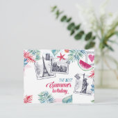 Waterverf Zomervakantie briefkaart (Staand voorkant)