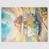 Waterverf zomervakantie retro bus tissuepapier (Voorkant)