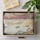 Waterverf zomervakantie retro koffers tissuepapier (Geschenk)