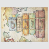 Waterverf zomervakantie retro koffers tissuepapier (Voorkant)