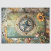 Waterverf zomervakantie retro kompas planner tissuepapier (Voorkant)