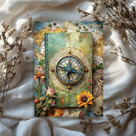 Waterverf zomervakantie retro kompas planner tissuepapier