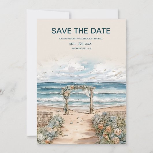 Waterverf zomervakantie save the date (Voorkant)