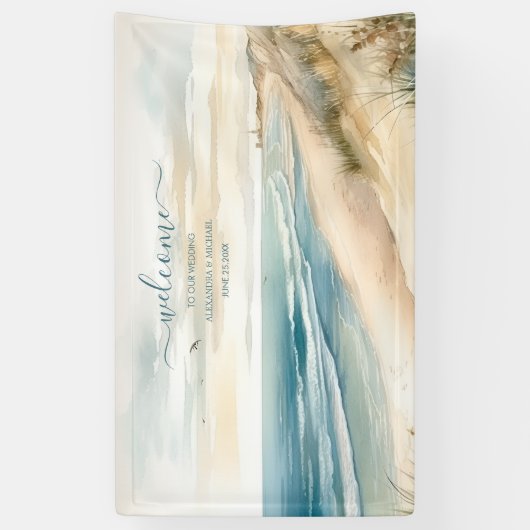 Waterverf zomervakantie spandoek (Verticaal)