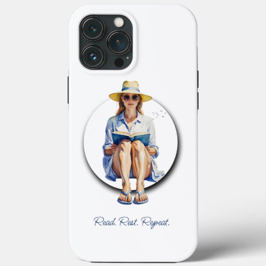 Waterverf Zomervrouw met Zon Pet en Boek Case-Mate iPhone Case (Achterkant)